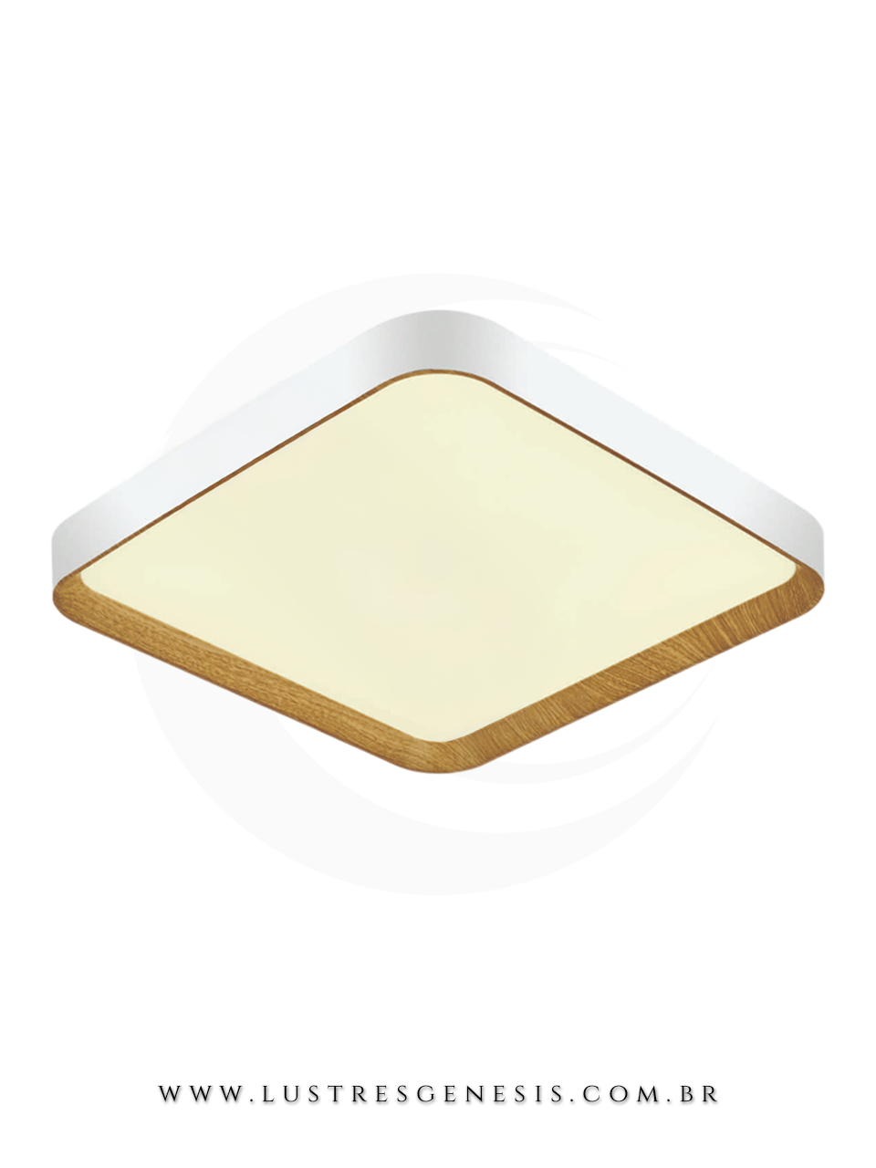 Plafon LED Moderno 40cm 2800 Lumens Cor Palha G&ecirc;nesis